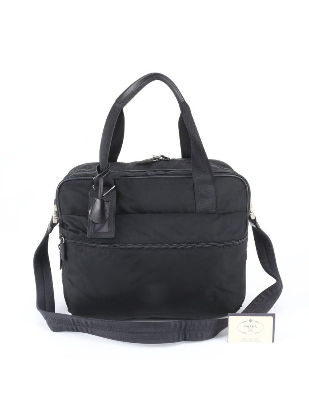 Prada White Tag Tessuto Nylon Leather 2-Way Business Bag Shoulder